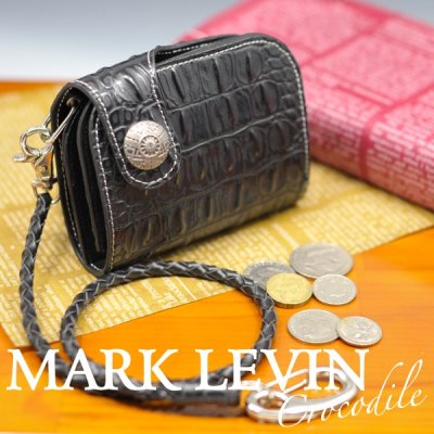 画像1: 【MARK LEVIN】クロコ調ウォレットコード付☆折財布