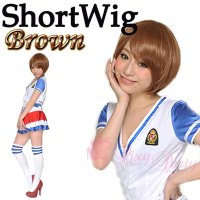 ◆【即納】ウィッグ 【耐熱ショート 001D ブラウン】 ショートヘア コスプレ 