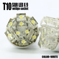 LED9個を開花型に配置◆ポジション球、ナンバー球に◆T10　開花型9連ウェッジ球　白　2個セット