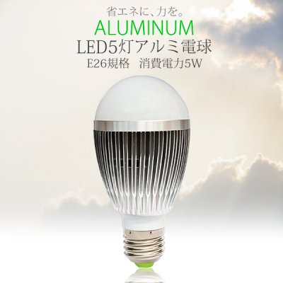 画像1: 明るさだけじゃない！驚きの値下げ！アルミボディでしっかり放熱【E26規格】LED5W　アルミ電球　