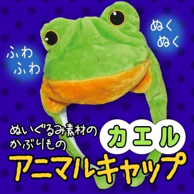 画像1: ☆ふわふわ♪ぬくぬく♪フリーサイズでアニマルキャップのカエルが登場！